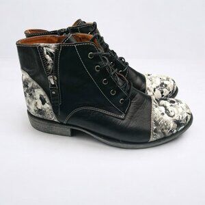 Portofino Womens Black and White Print Ankle Boots Size 38 EU